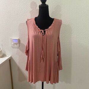 Womens Blouse‎ by Ava James Open Shoulder Dusty Pink Sz XL